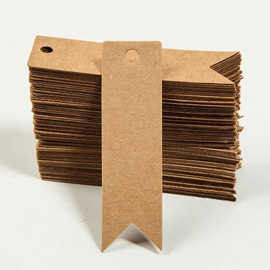 100pcs Kraft Paper Tags White Cardboard Cards with Strings Wedding Birthday Christmas Party Gift Tag Cookie Packaging Supplies Ishop.supply